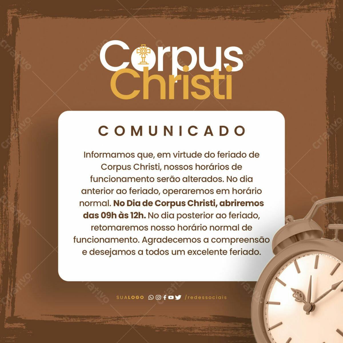 Comunicado Corpus Christi PSD Editável