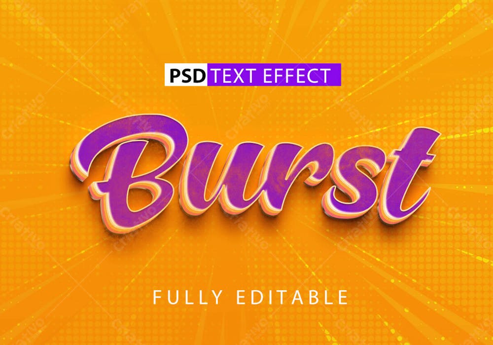 Efeito De Texto Editável 3D Burst Comic Style Em Estilo Moderno E Eleg