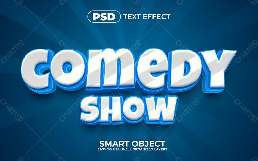 Efeito De Texto Editável 3D Comedy Show Blue Em Estilo Moderno