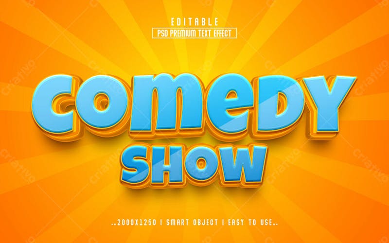 Efeito de texto editável 3d comedy show orange em estilo moderno