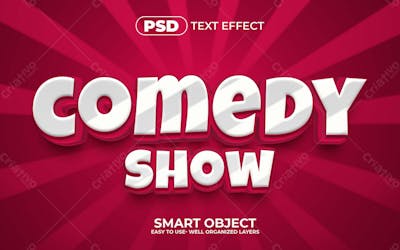 Efeito De Texto Editável 3D Comedy Show Red Em Estilo Moderno