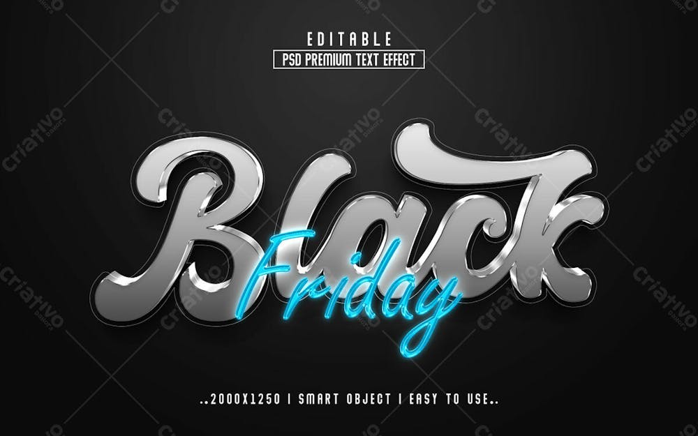 Efeito De Texto Editável 3D Da Black Friday Em Estilo Moderno V 4