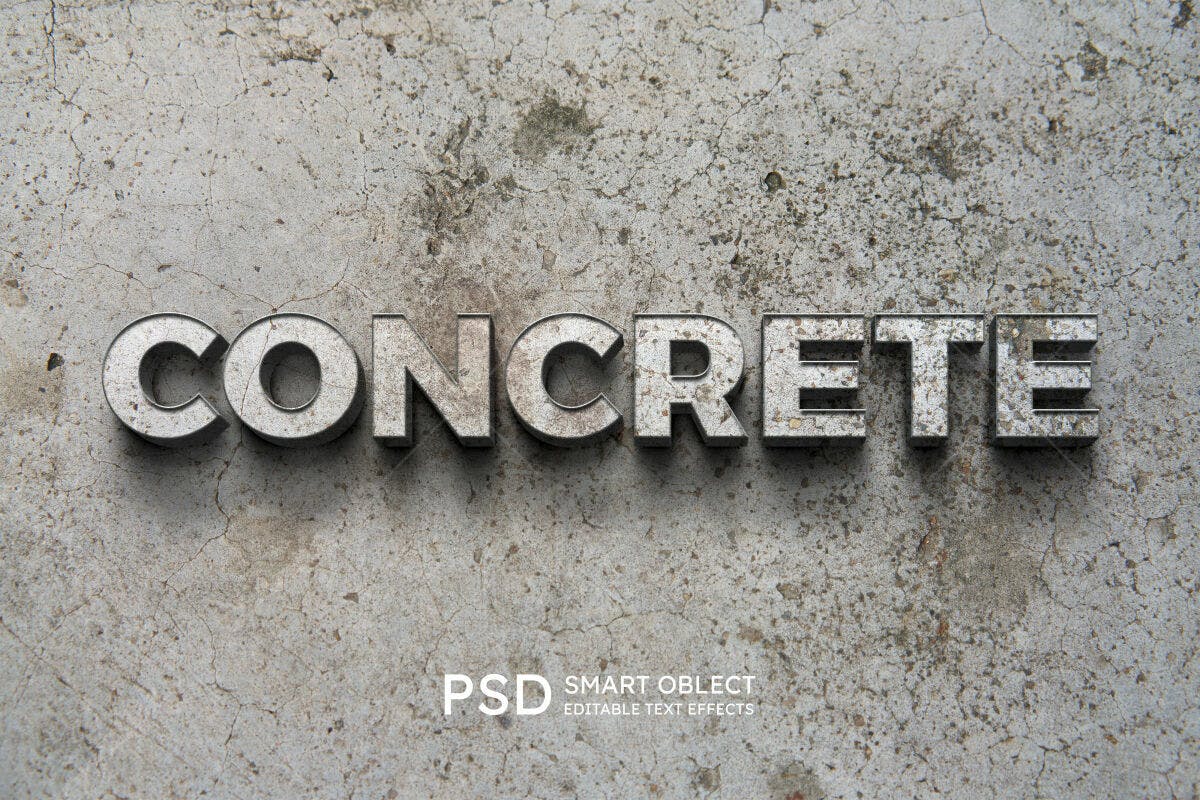 Efeito de Texto Concreto PSD Editável