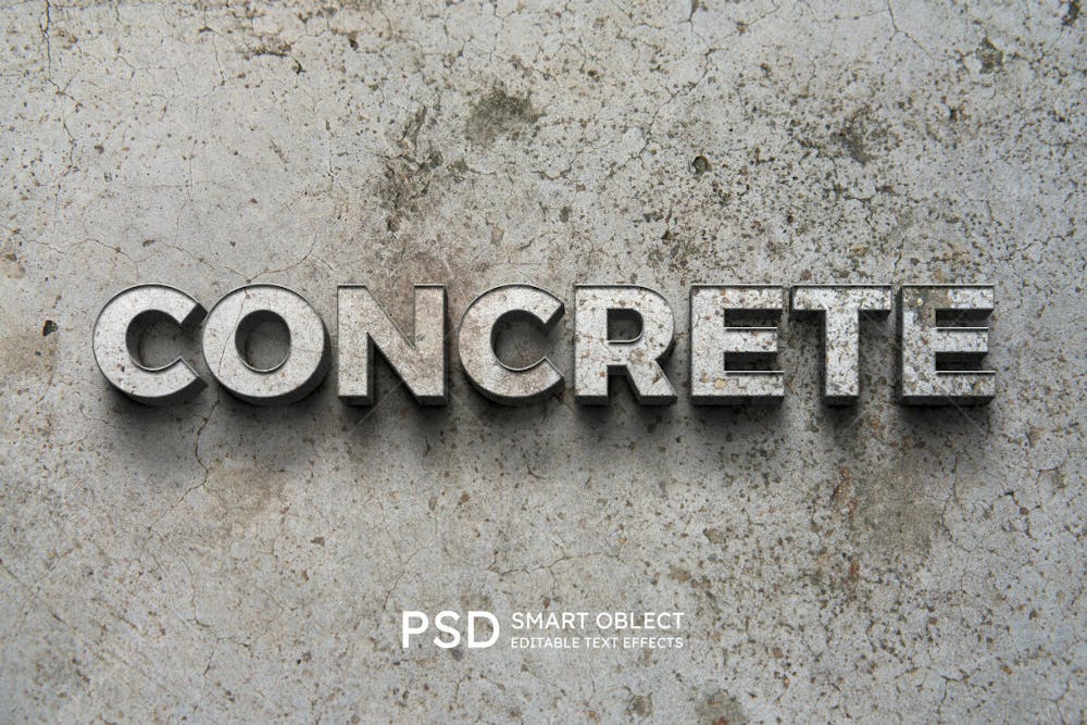 Efeito De Texto Editável 3D Concreto Em Estilo Moderno