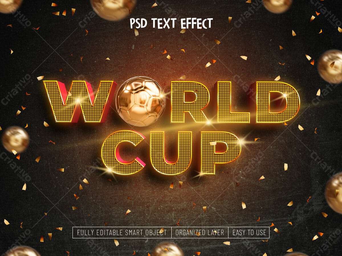 Efeito de Texto Copa do Mundo PSD Editável