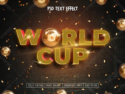 Efeito De Texto Editável 3D Da Copa Do Mundo Em Estilo Moderno E Elega