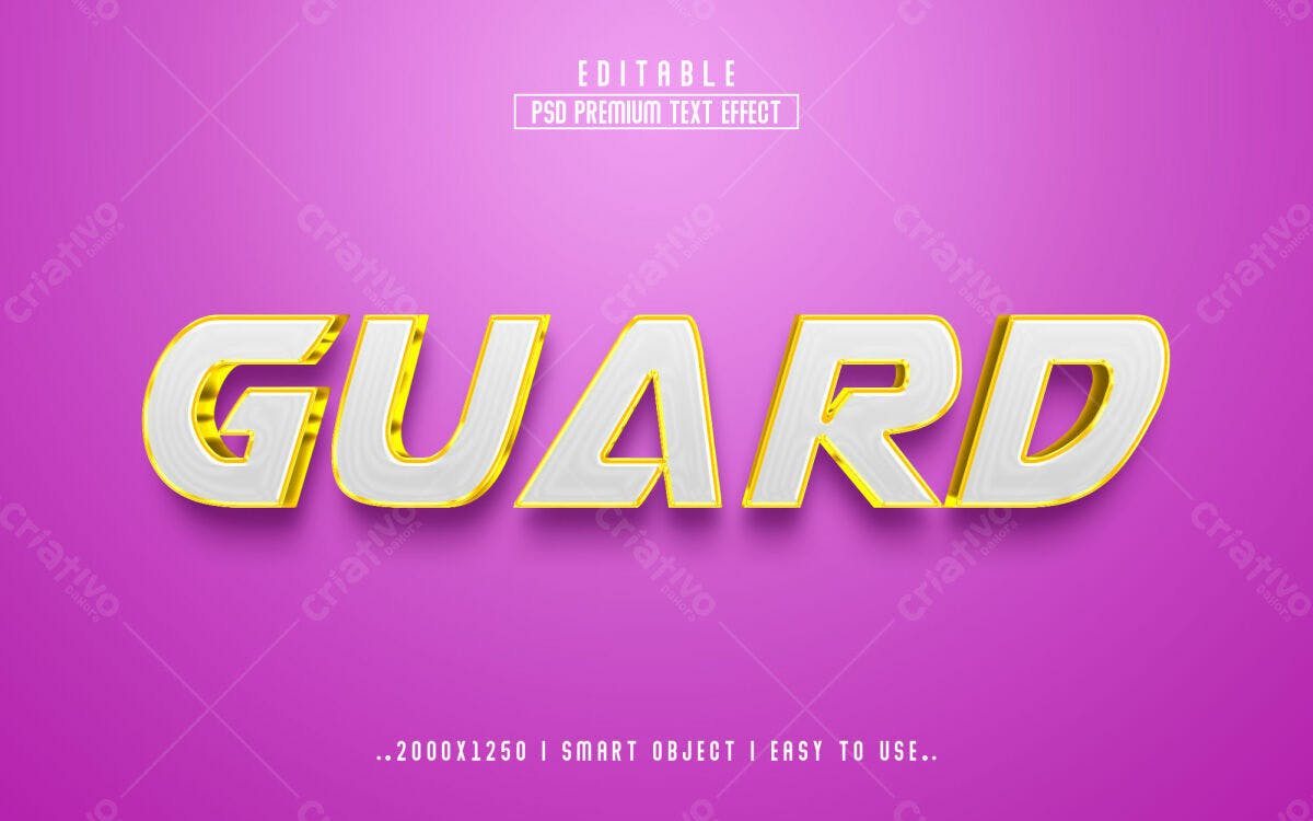 Efeito de Texto 3D GUARD PSD Editável