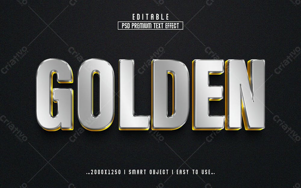 Efeito De Texto Editável 3D Dourado Em Estilo Moderno