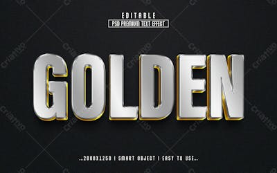 Efeito De Texto Editável 3D Dourado Em Estilo Moderno