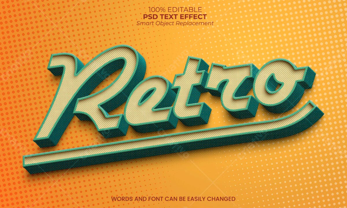 Efeito de Texto Retro PSD Editável
