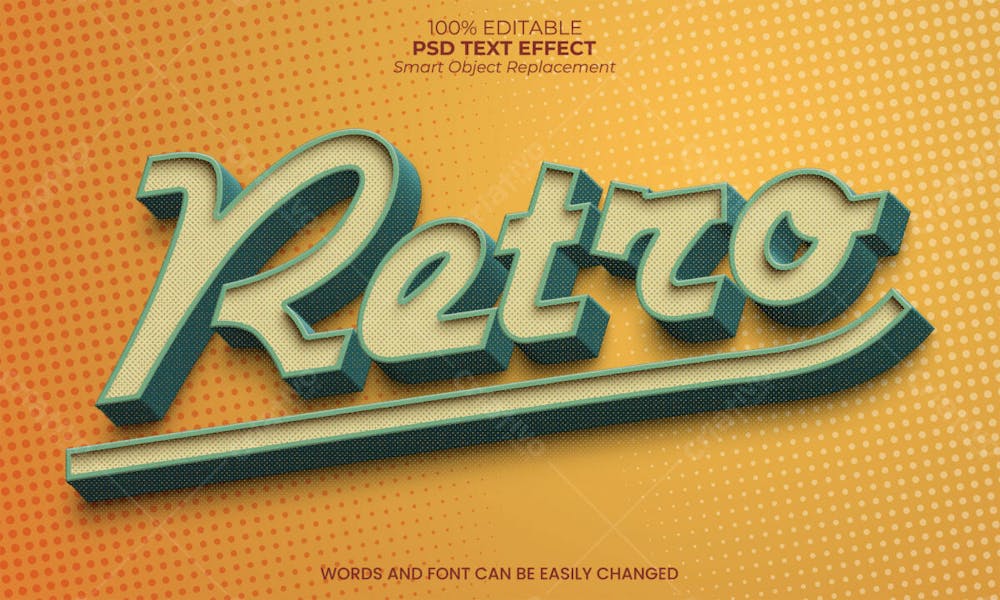 Efeito De Texto Editável 3D Retrô Em Estilo Moderno