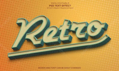 Efeito De Texto Editável 3D Retrô Em Estilo Moderno