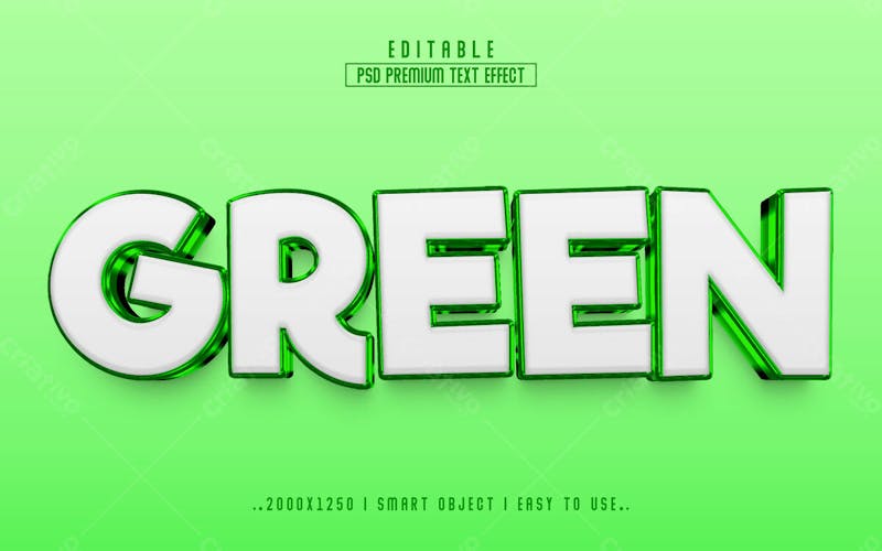 Efeito de texto editável 3d verde em estilo moderno v 2