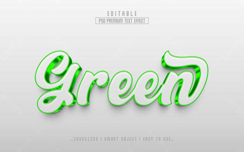 Efeito de texto editável 3d verde em estilo moderno