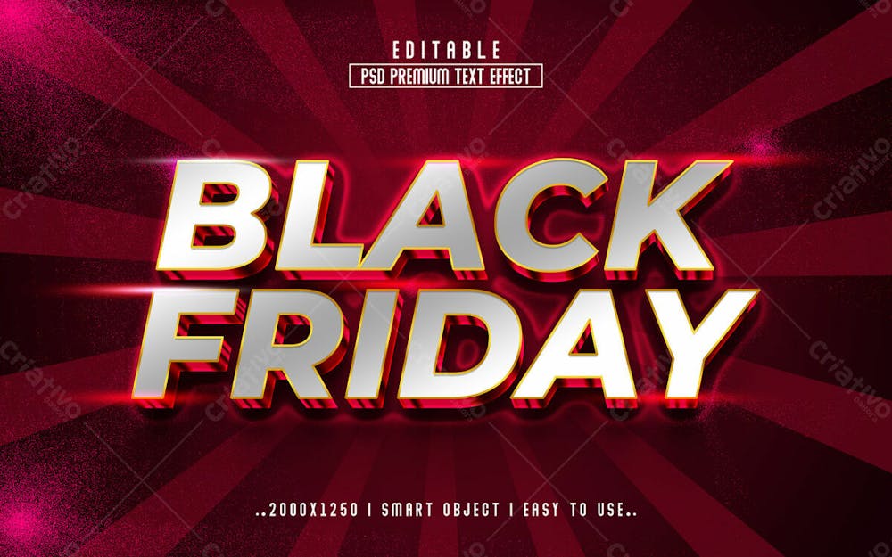 Efeito De Texto Editável 3D Vermelho Black Friday Em Estilo Moderno V 5