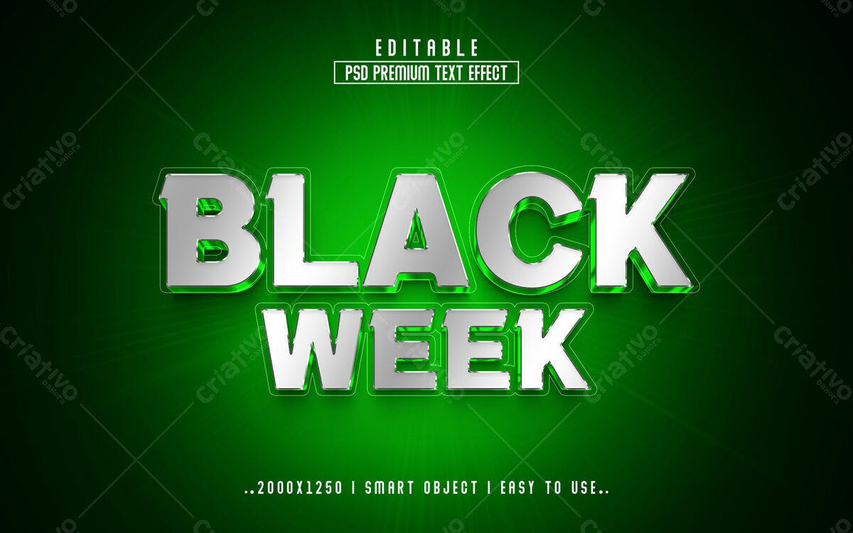 Efeitos de Texto Black Week PSD Editável
