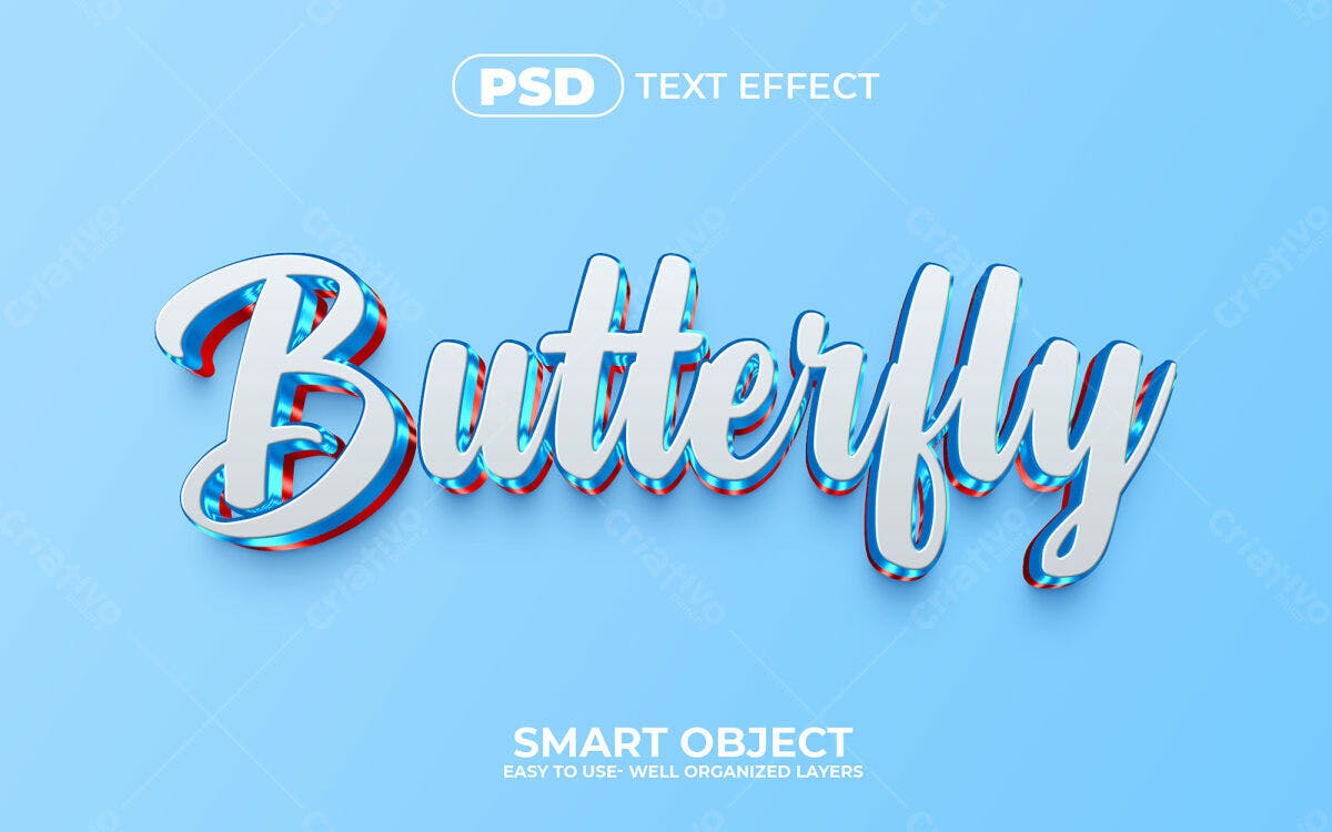 Efeito de Texto Borboleta PSD Editável