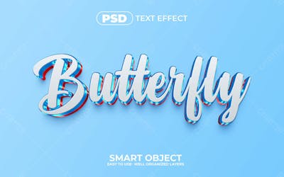 Efeito De Texto Editável Borboleta 3D Em Estilo Moderno