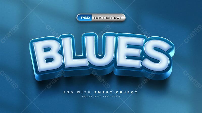 Efeito de texto editável blues 3d em estilo moderno e elegante em rele