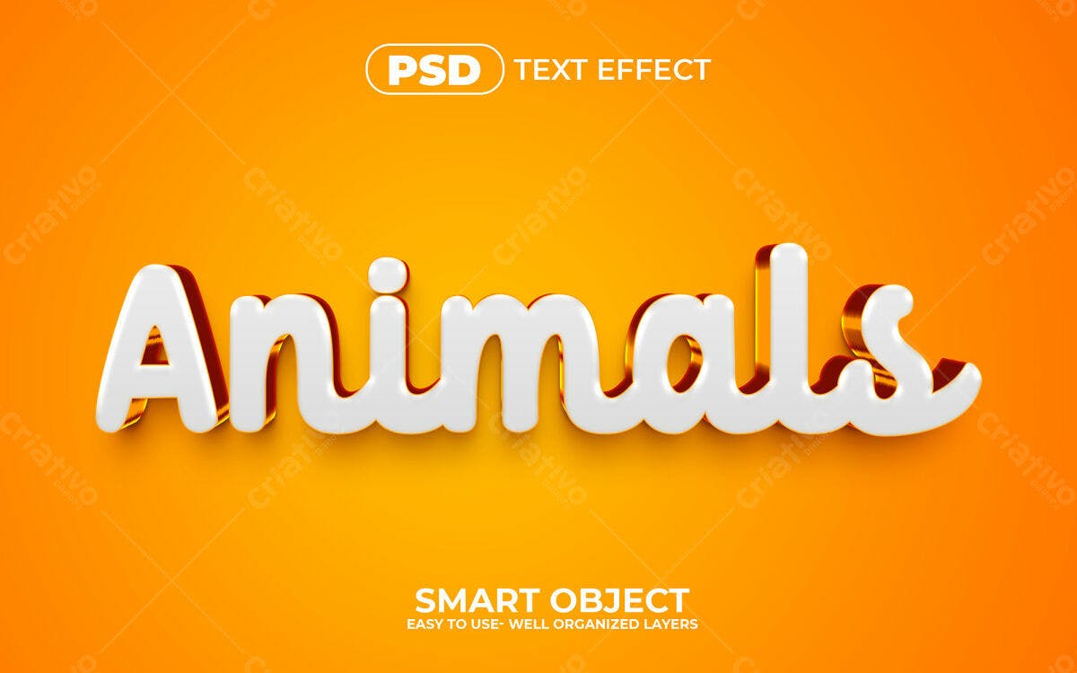 Efeito de Texto Animais PSD Editável