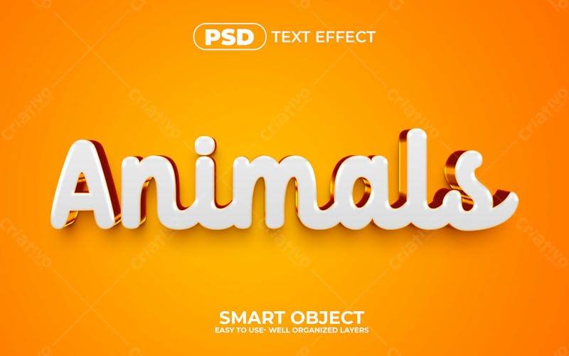 Efeito de texto editável em 3d de animais em estilo moderno