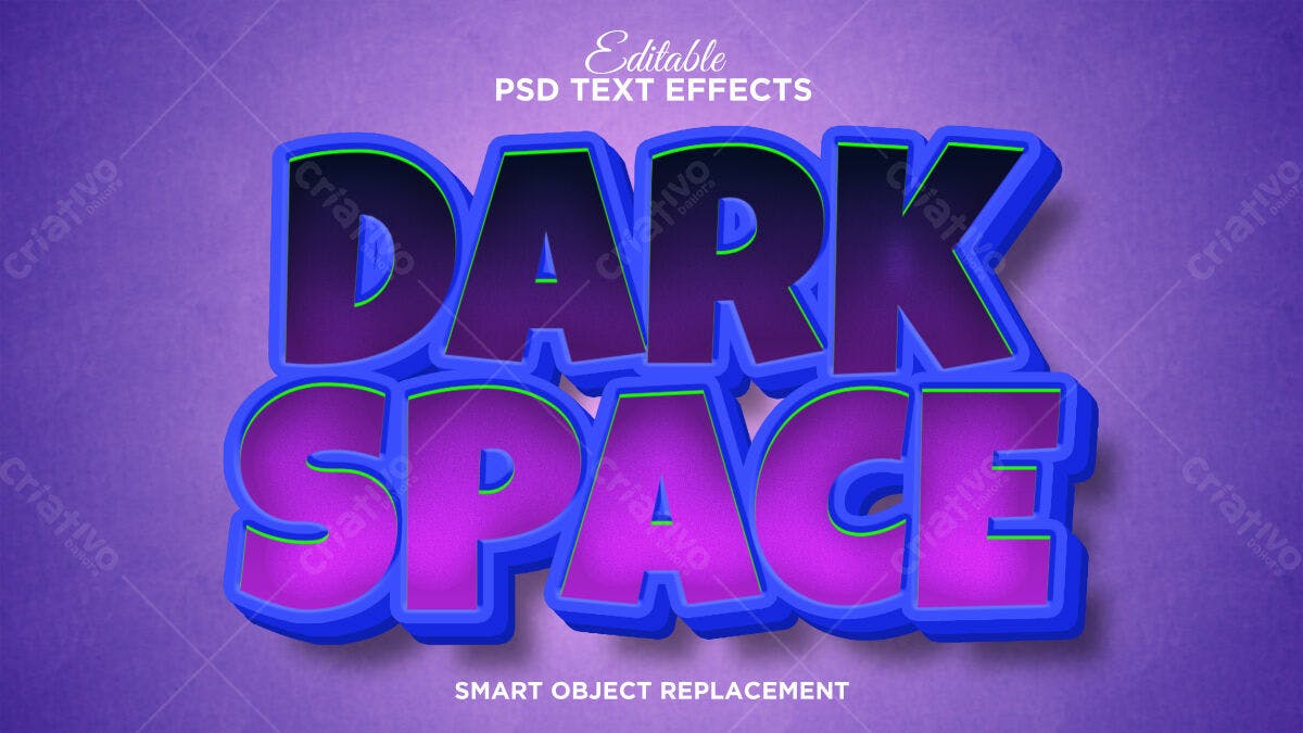 Efeitos de Texto Dark Space PSD Editável