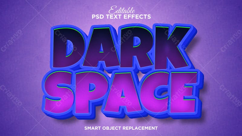 Efeito de texto editável dark space 3d em estilo moderno e elegante em