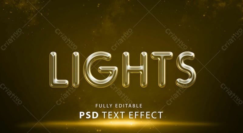 Efeito de texto editável em 3d de luzes em estilo moderno e elegante e
