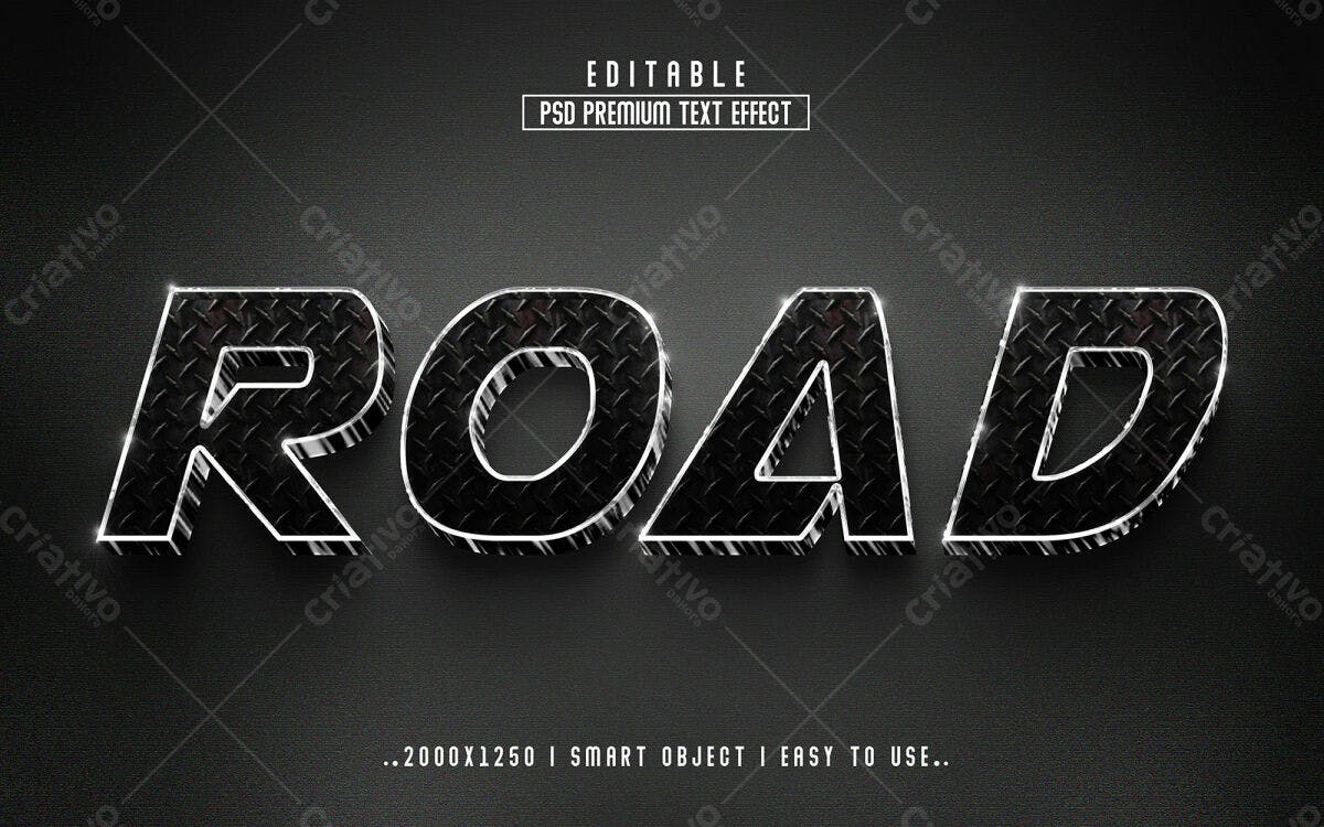 Efeito de Texto Premium ROAD PSD Editável
