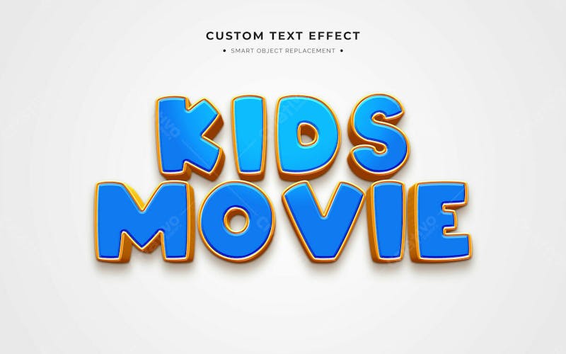 Efeito de texto editável em 3d do filme infantil em estilo moderno