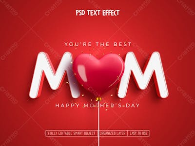 Efeito De Texto Editável Em 3D Do Feliz Dia Das Mães Em Estilo Moderno