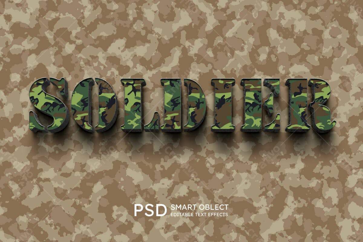Efeitos de Texto Militar PSD Editável