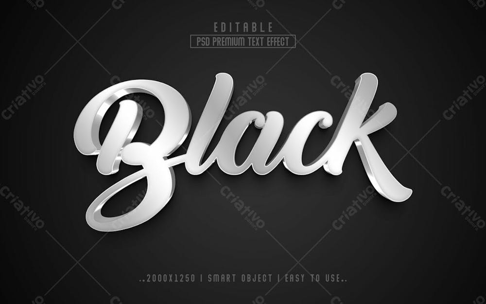 Efeito De Texto Editável Em 3D Preto Em Estilo Moderno