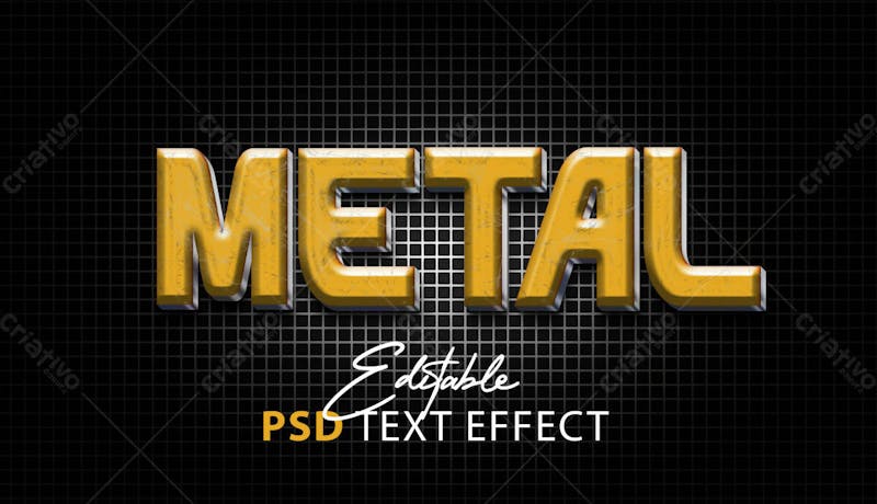 Efeito de texto editável em metal 3d em estilo moderno e elegante