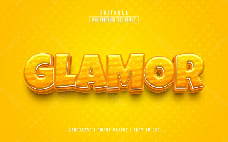 Efeito de texto editável glamour 3d em estilo moderno