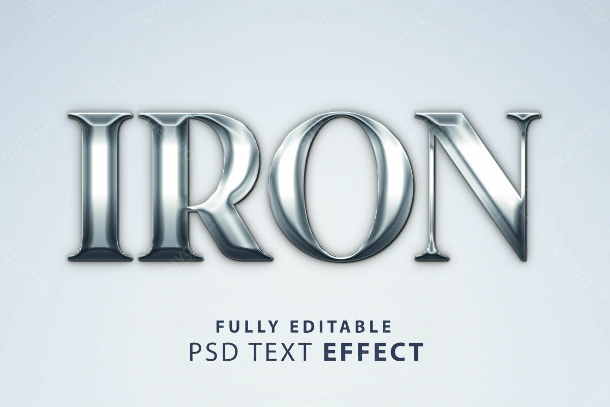 Efeito de Texto Metálico Prata PSD Editável