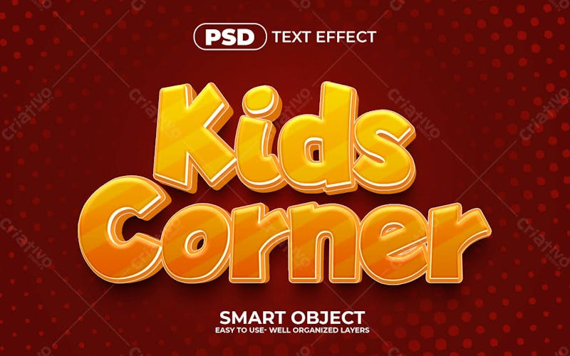 Efeito de texto editável kids corner 3d em estilo moderno
