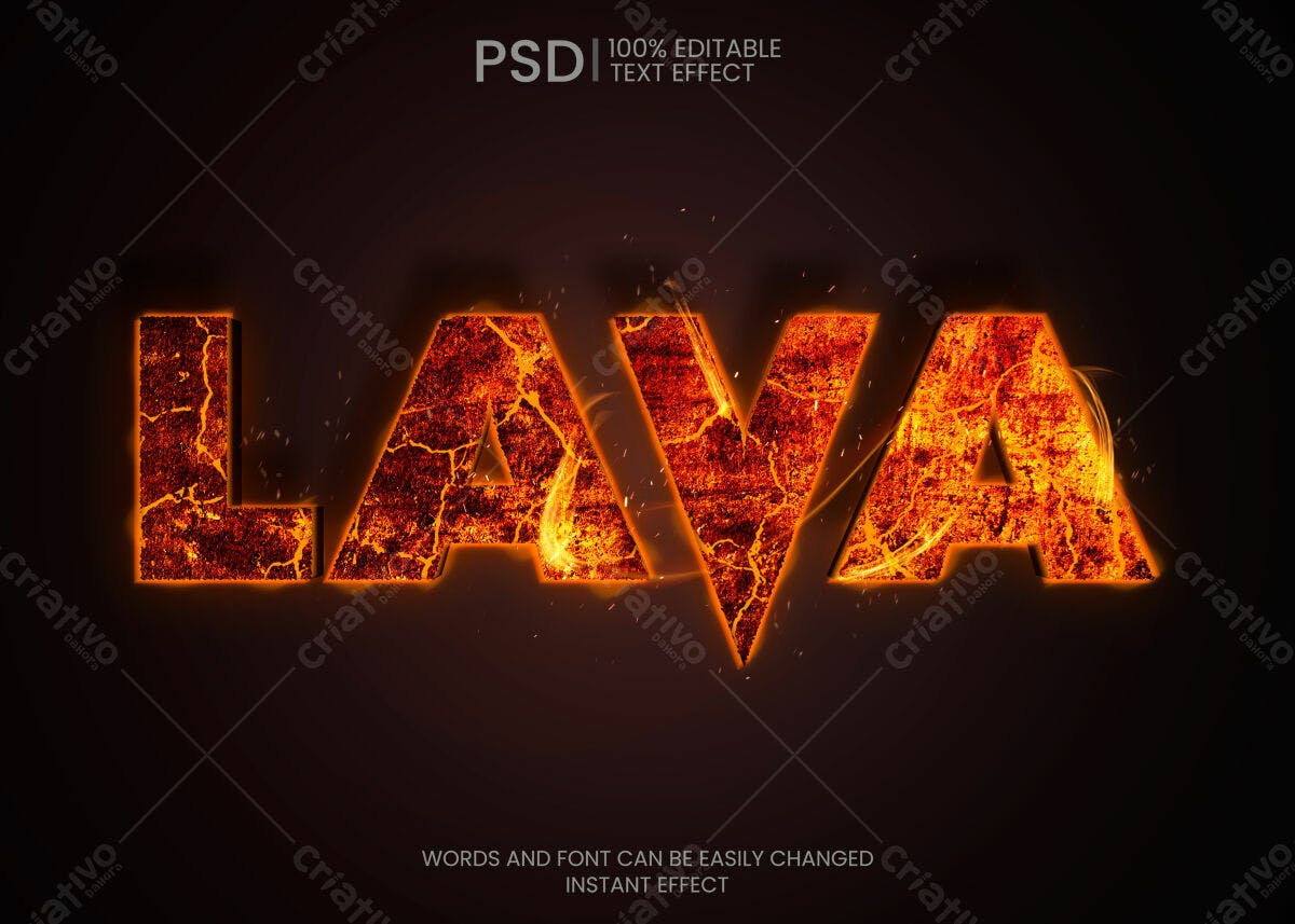 Efeito de Texto Lava PSD Editável