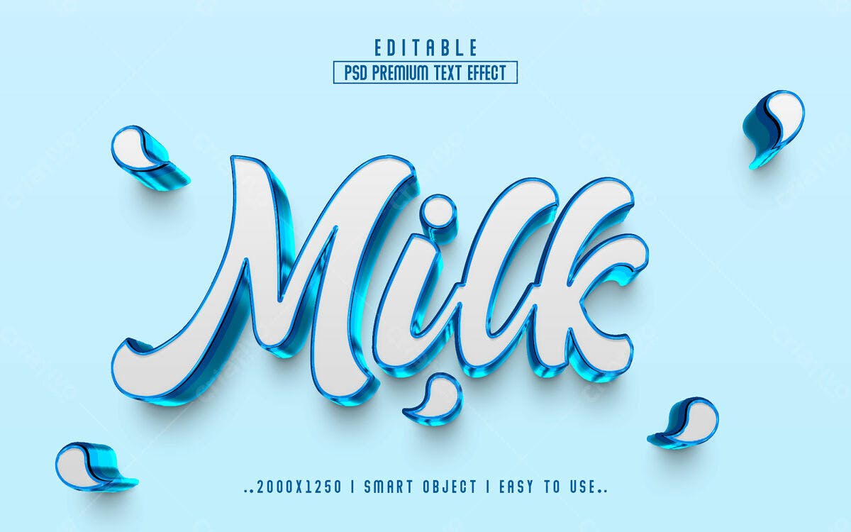 Efeito de Texto Milk PSD Editável