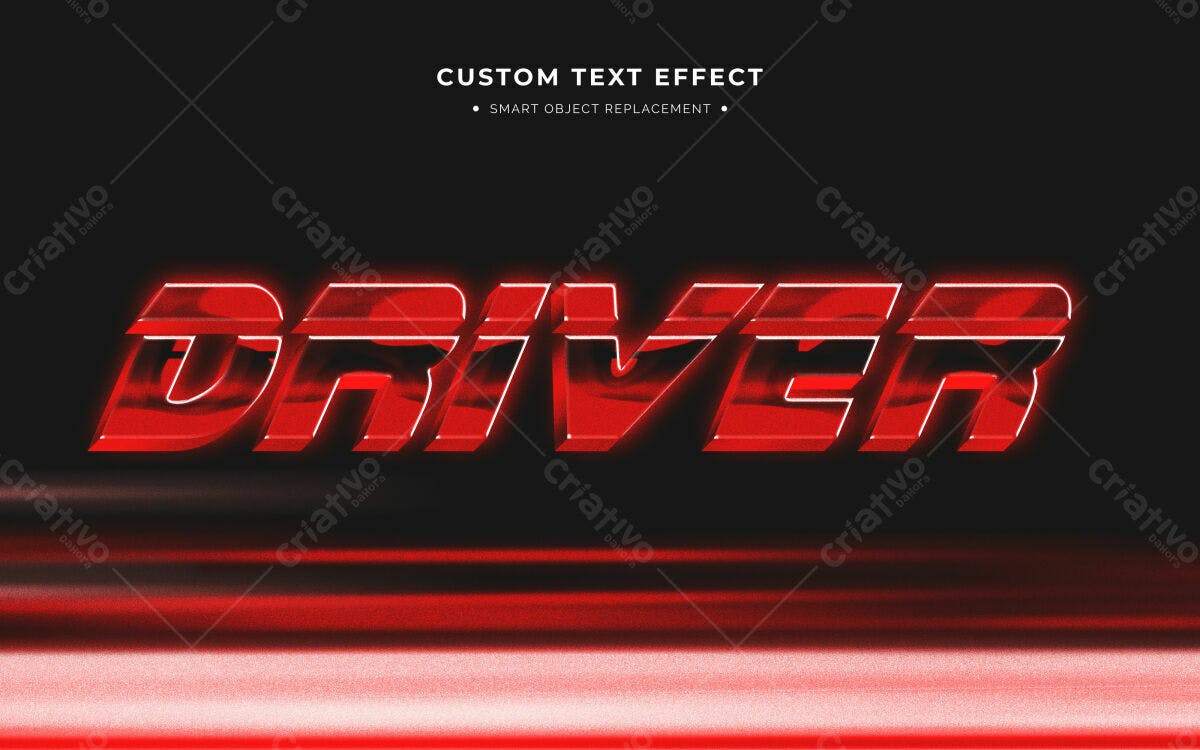 Efeito de Texto Personalizado Vermelho PSD Editável