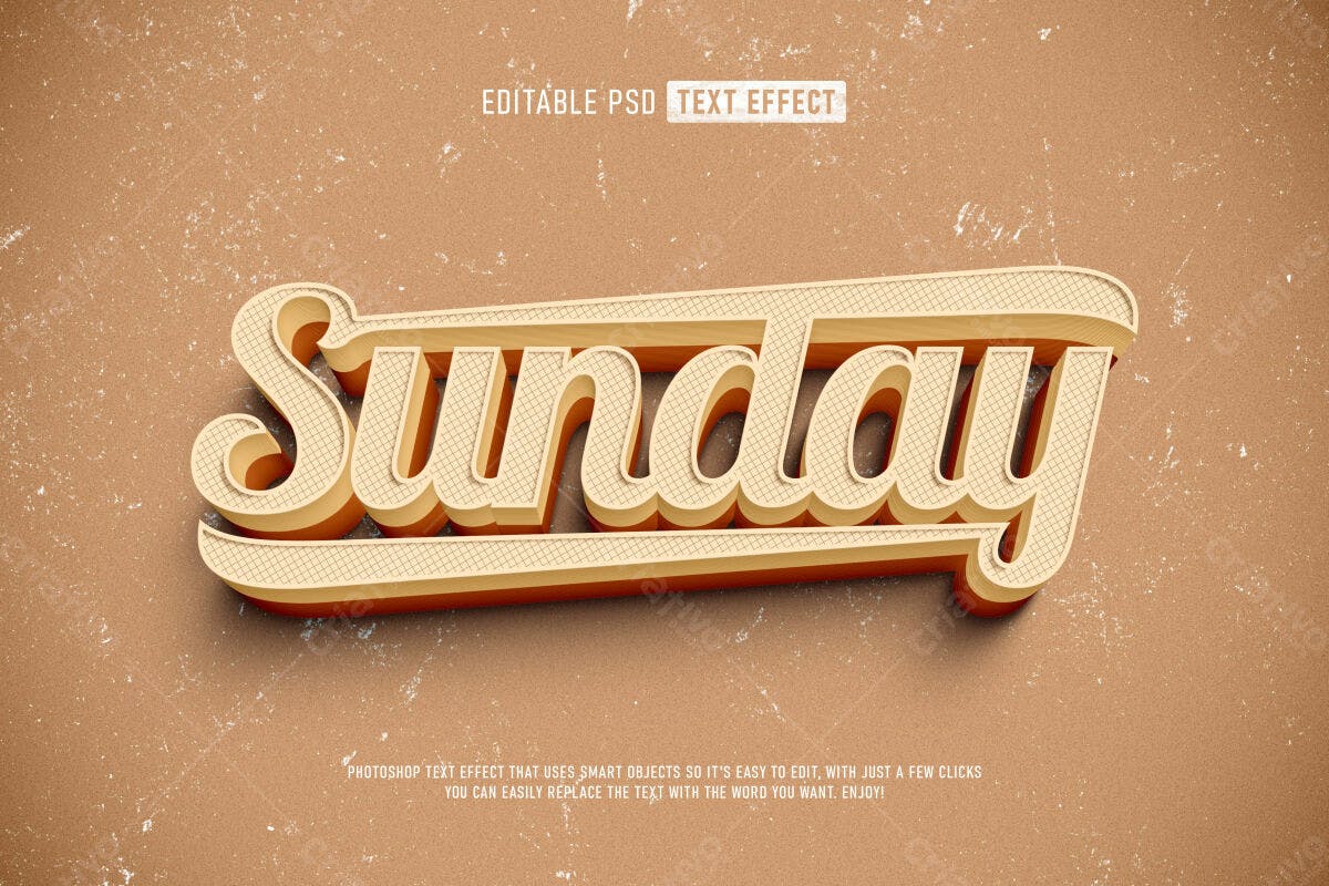 Efeito de Texto Domingo PSD Editável