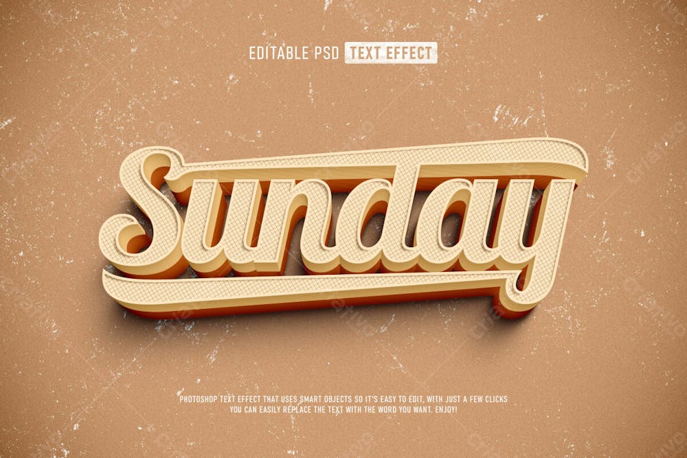 Efeito De Texto Editável Sunday Retro 3D Em Estilo Moderno