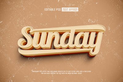Efeito De Texto Editável Sunday Retro 3D Em Estilo Moderno
