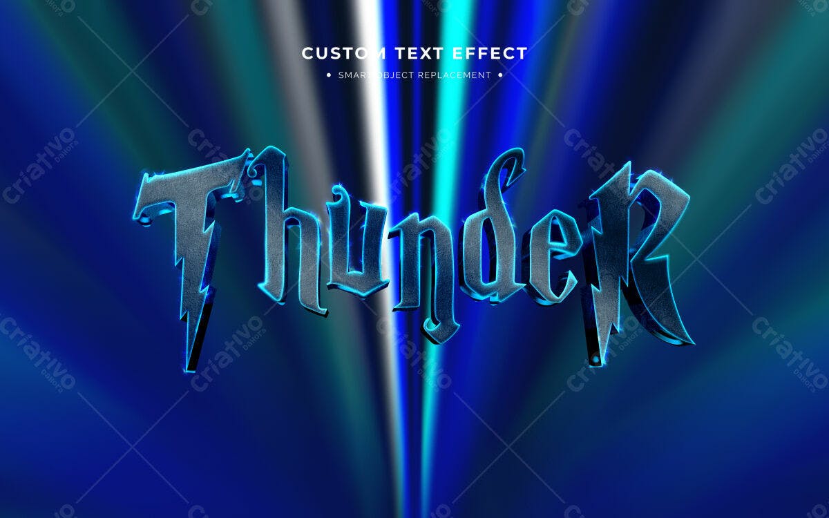 Efeito de Texto Customizado Thunder PSD Editável