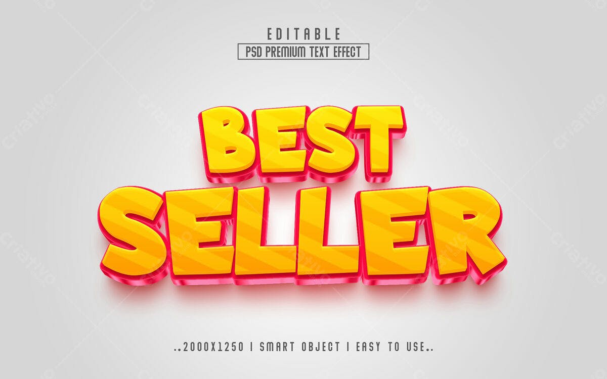 Efeito de Texto 3D Best Seller PSD Editável