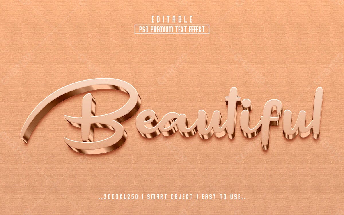 Efeito de Texto Rose Gold PSD Editável