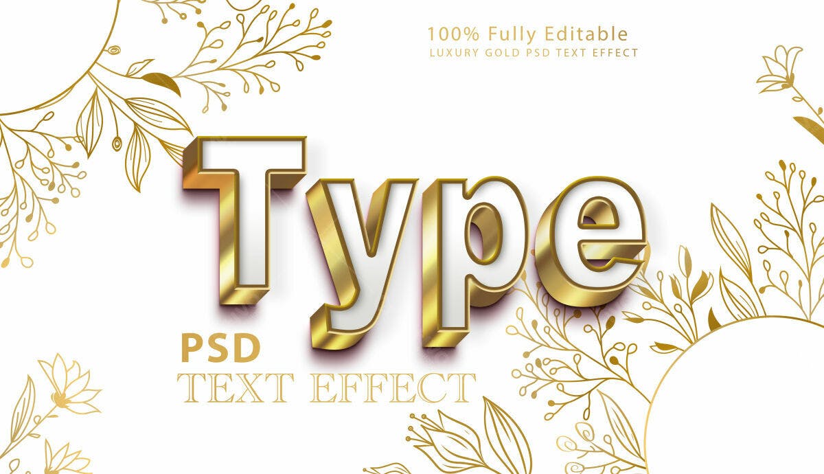 Efeito de Texto Luxuoso em Ouro PSD Editável