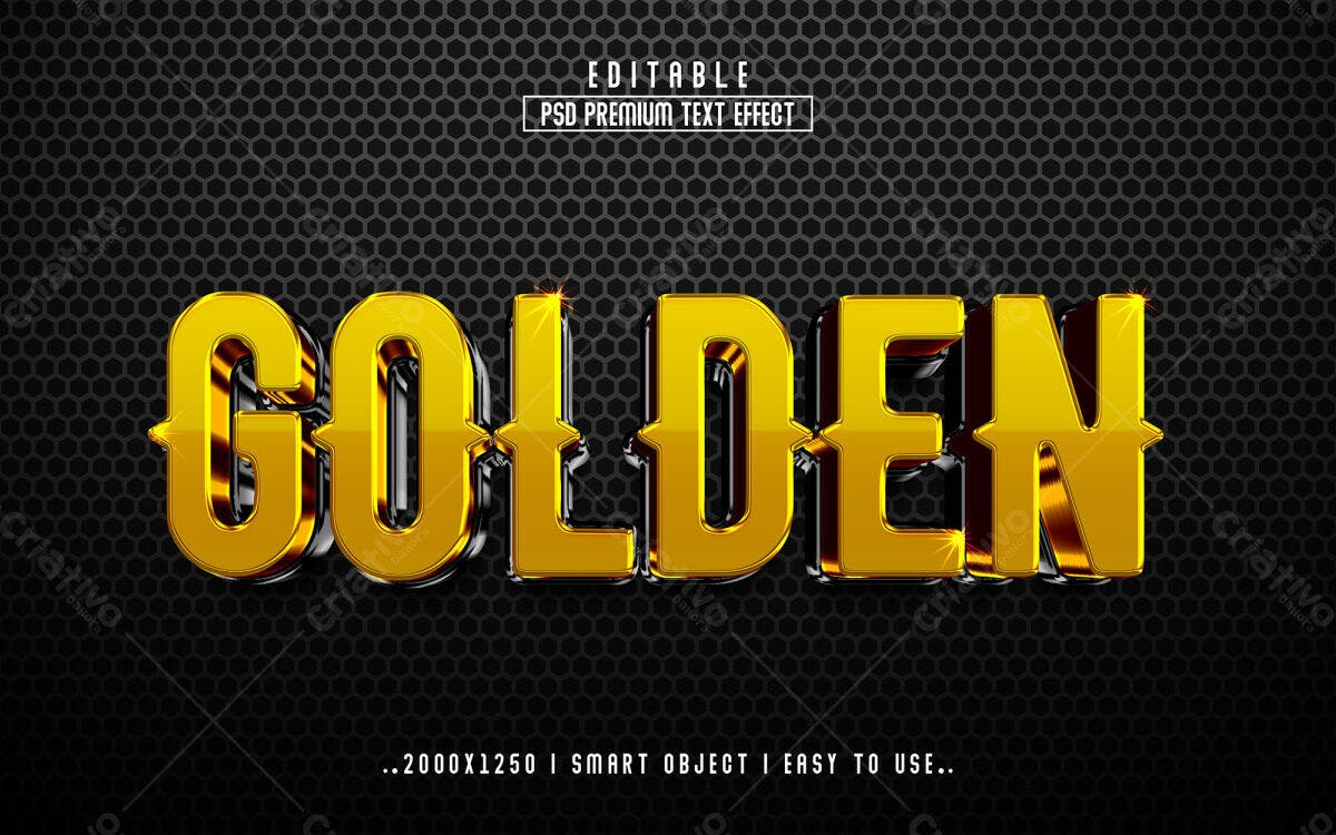 Efeito de Texto Golden PSD Editável