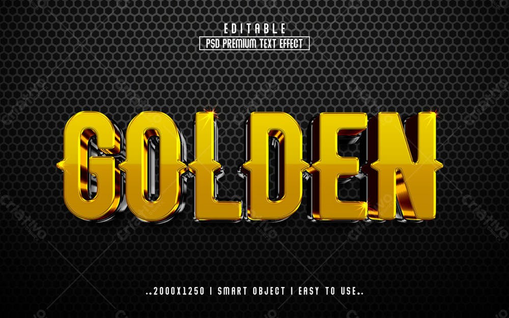 Efeito De Texto Editável 3D Dourado Em Estilo Premium Moderno E Elegante