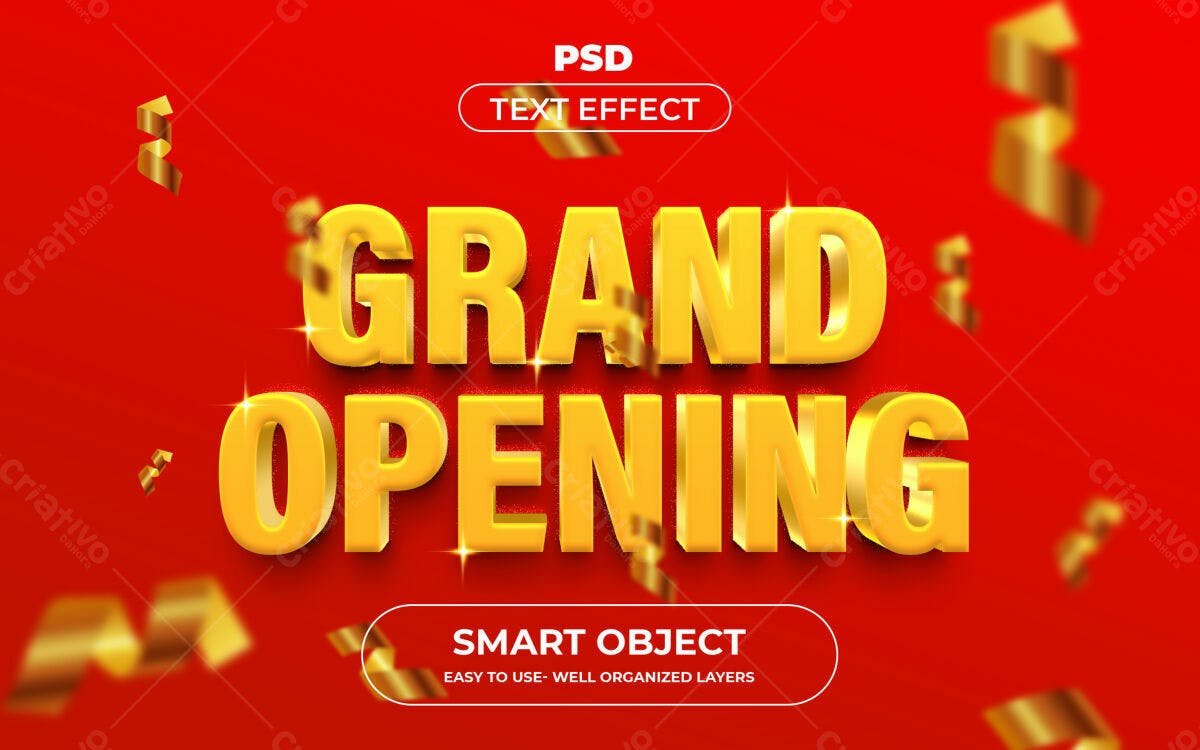 Efeito de Texto Grand Opening PSD Editável